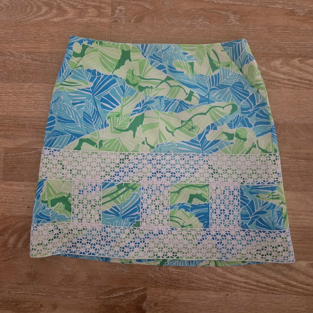 Lilly Pulitzer Blue and Green Mini Skirt